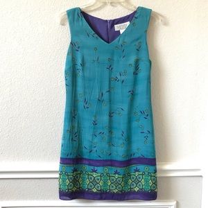 Vintage Petite Sophisticate Floral Rayon Dress 4P